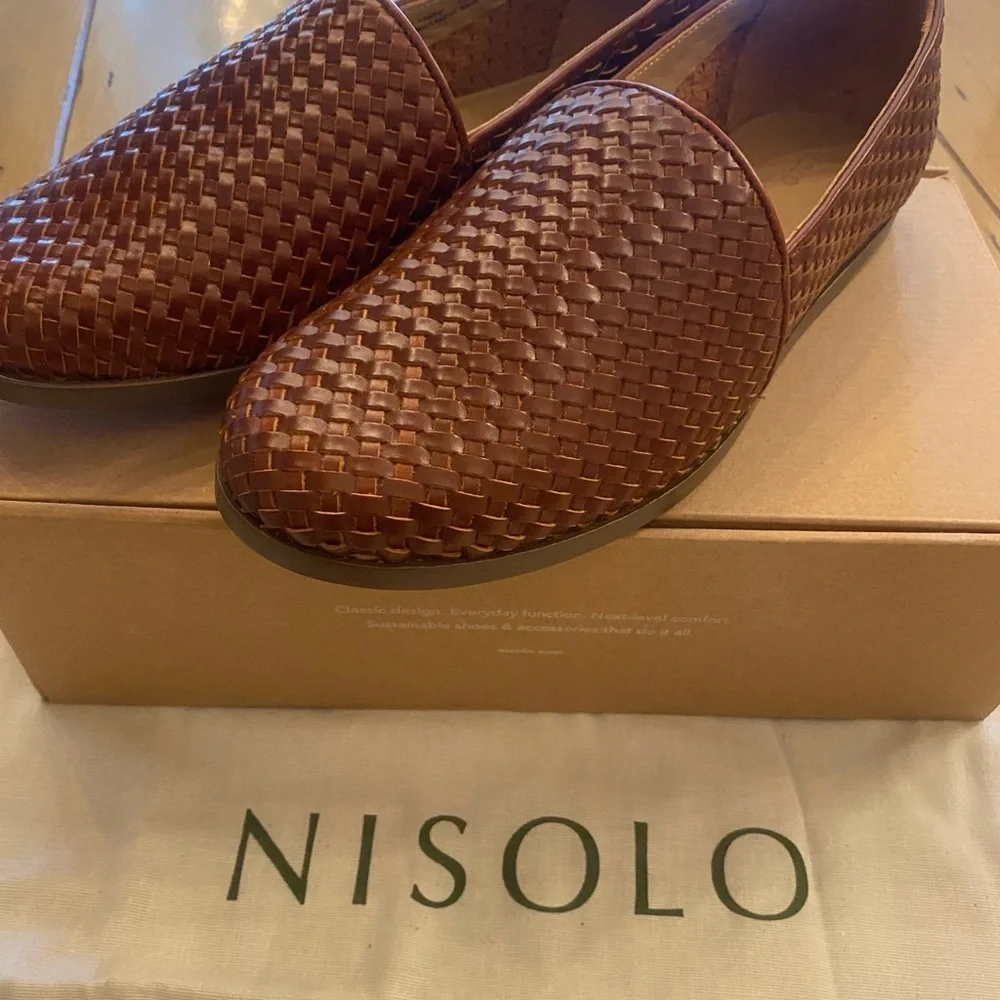 Men’s Woven Leather Slip On Loafer Nisolo Alejandro Brown Brandy New Size 11